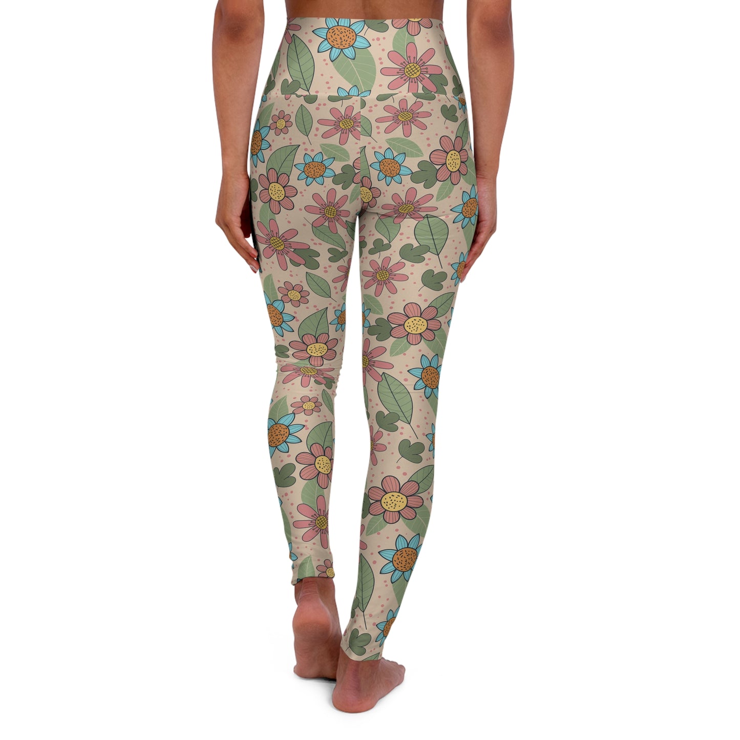 Floral High Waisted Yoga Leggings, Comfortable Leggings, Athletic Wear, Fitness Fashion, Exercise Leggings, Eco-Friendly Activewear