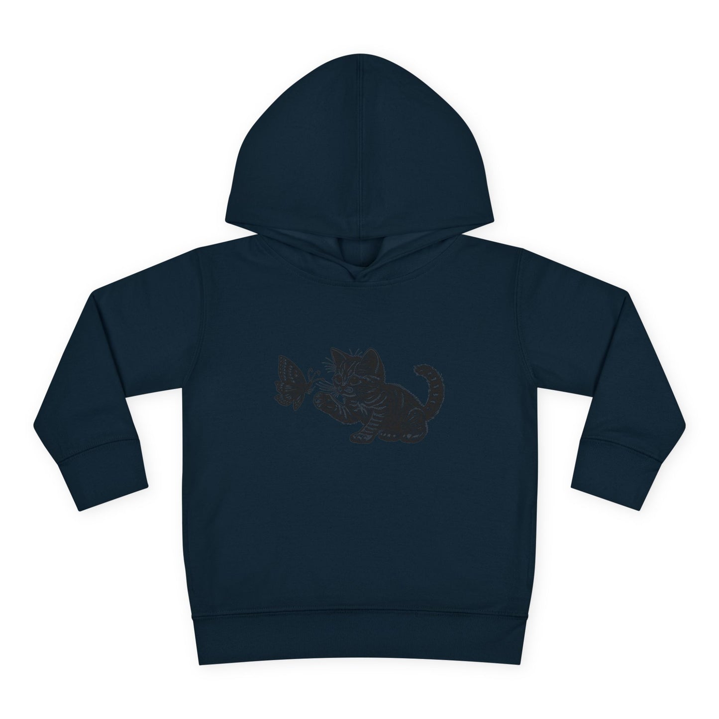 Cute Cat and Butterfly Toddler Hoodie, Toddler Pullover, Kids Fleece Hoodie, Animal Lover Gift, Playtime Pullover