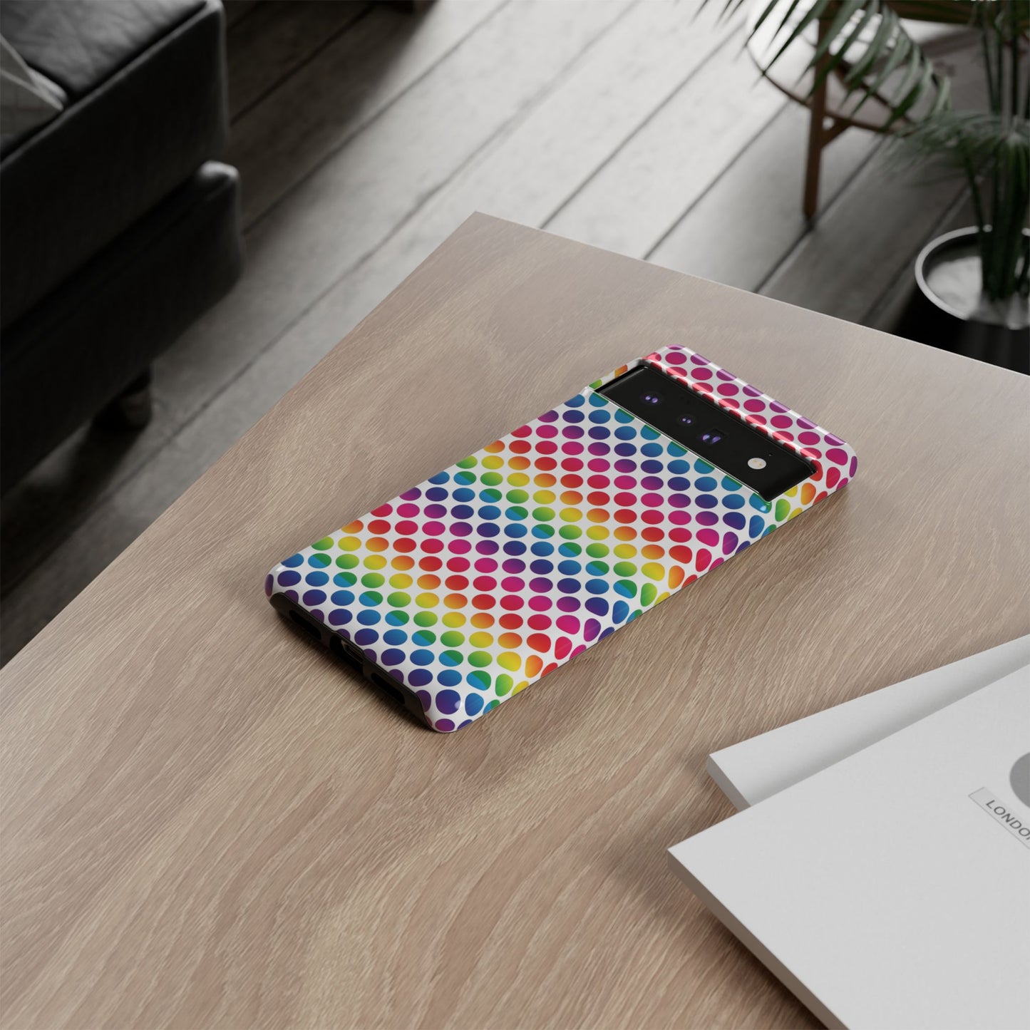 Rainbow Dot Phone Case, Colorful Phone Cover, Fun Phone Accessory, Gift for Friends, Trendy Mobile Case