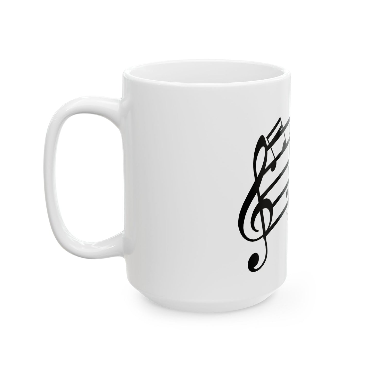 Music Notes Ceramic Mug — Musical Staff Coffee Cup for Musicians & Music Lovers (11oz/15oz)
