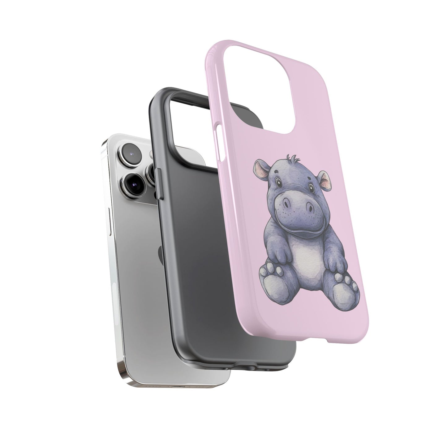 Cute Hippo Phone Case - Tough Cases, Animal Phone Cover, Kawaii Accessories, Gifts for Kids, Unique Tech Gear
