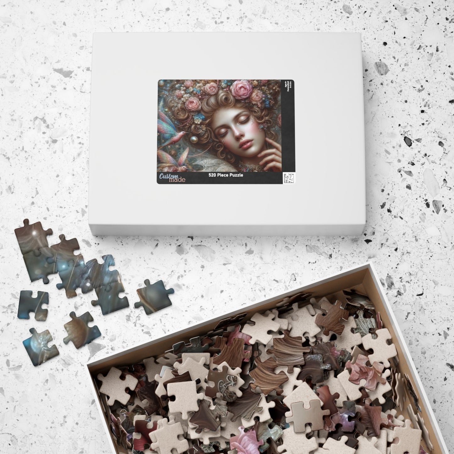 Floral Dream Portrait Puzzle — Surreal Woman & Birds Art Jigsaw (110–1014 pcs)