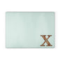 Monogram Glass Cutting Board — Minimal Mint or Clear Glass with Wood 'X' Accent
