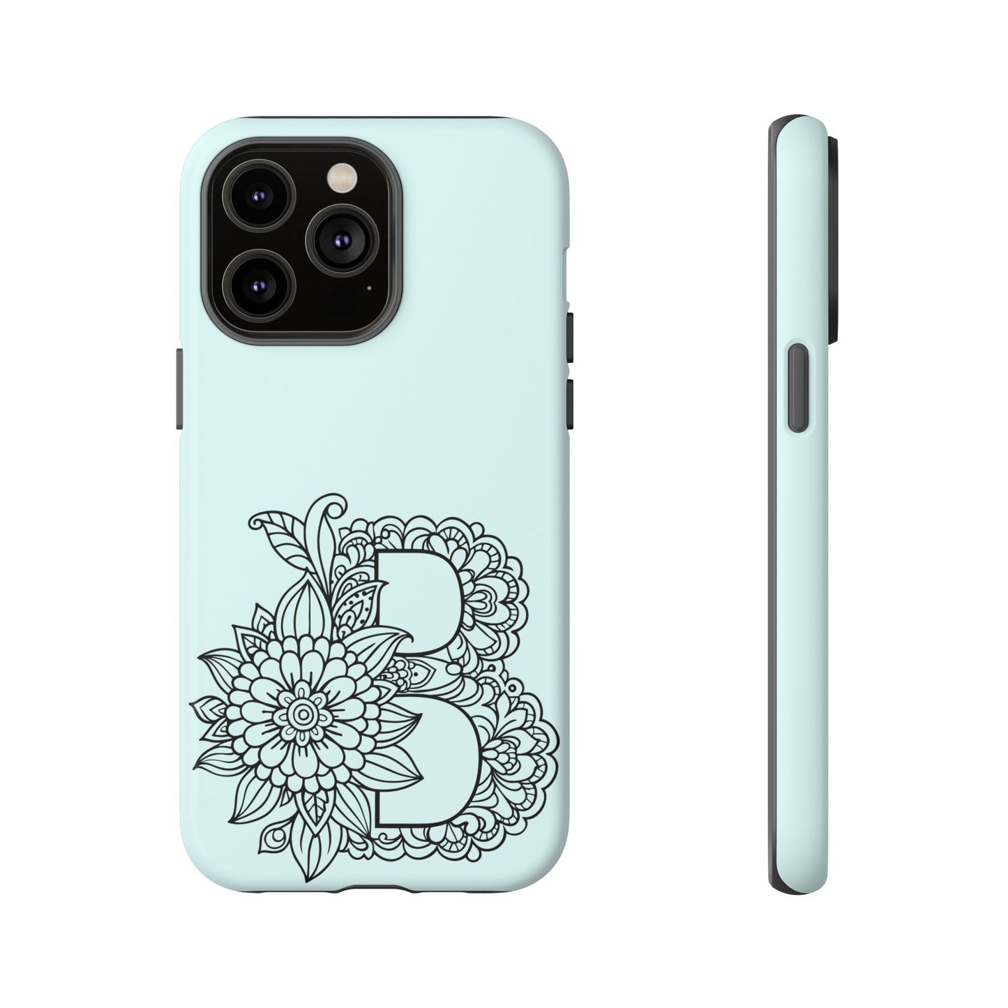 Personalized Tough Phone Case- Letter B, Floral Monogram Cell Phone Cover, Custom Protective Case, Unique Gift, Birthday, Graduation