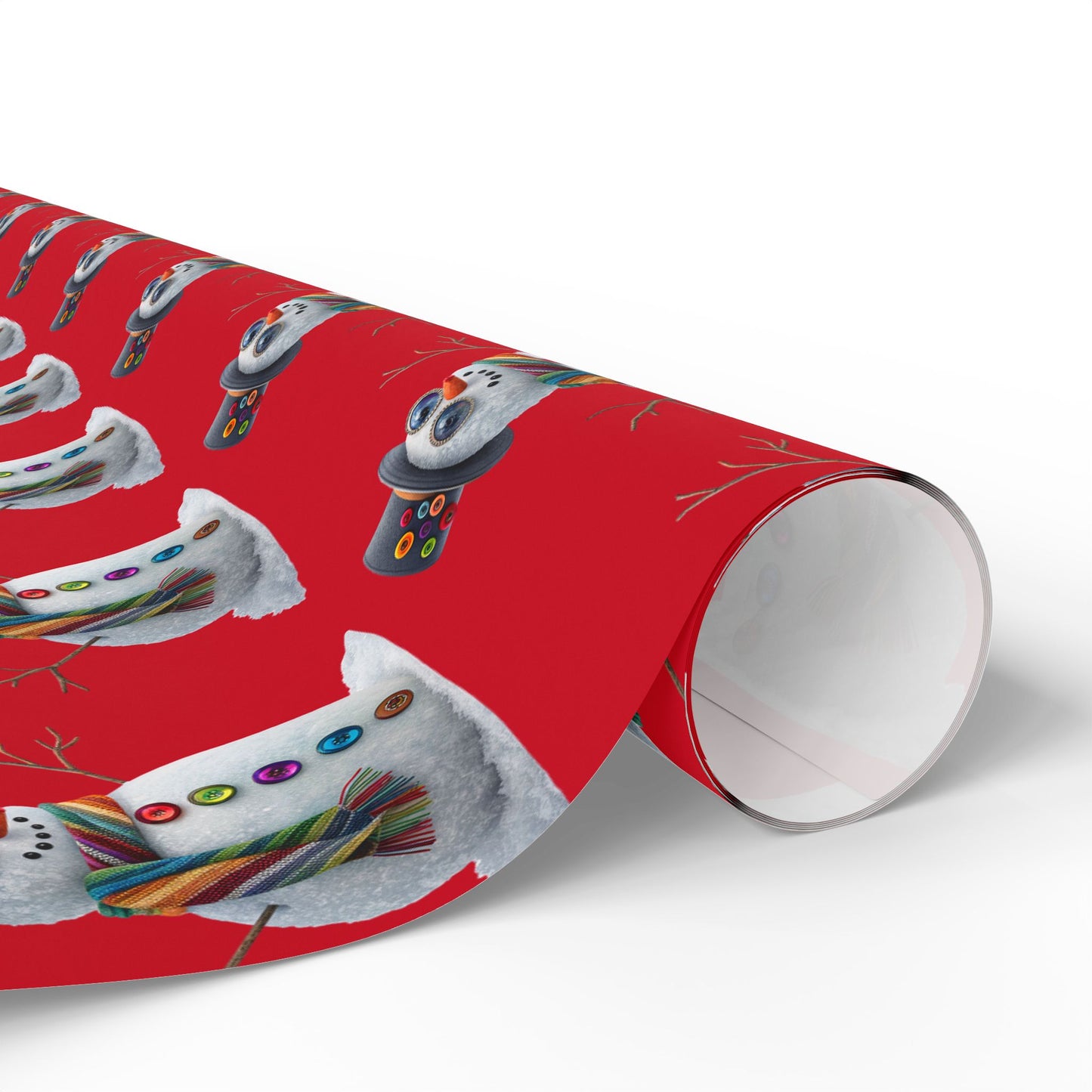 Red Snowman Wrapping Paper Roll – Festive Holiday Gift Wrap with Cute Snowmen Pattern