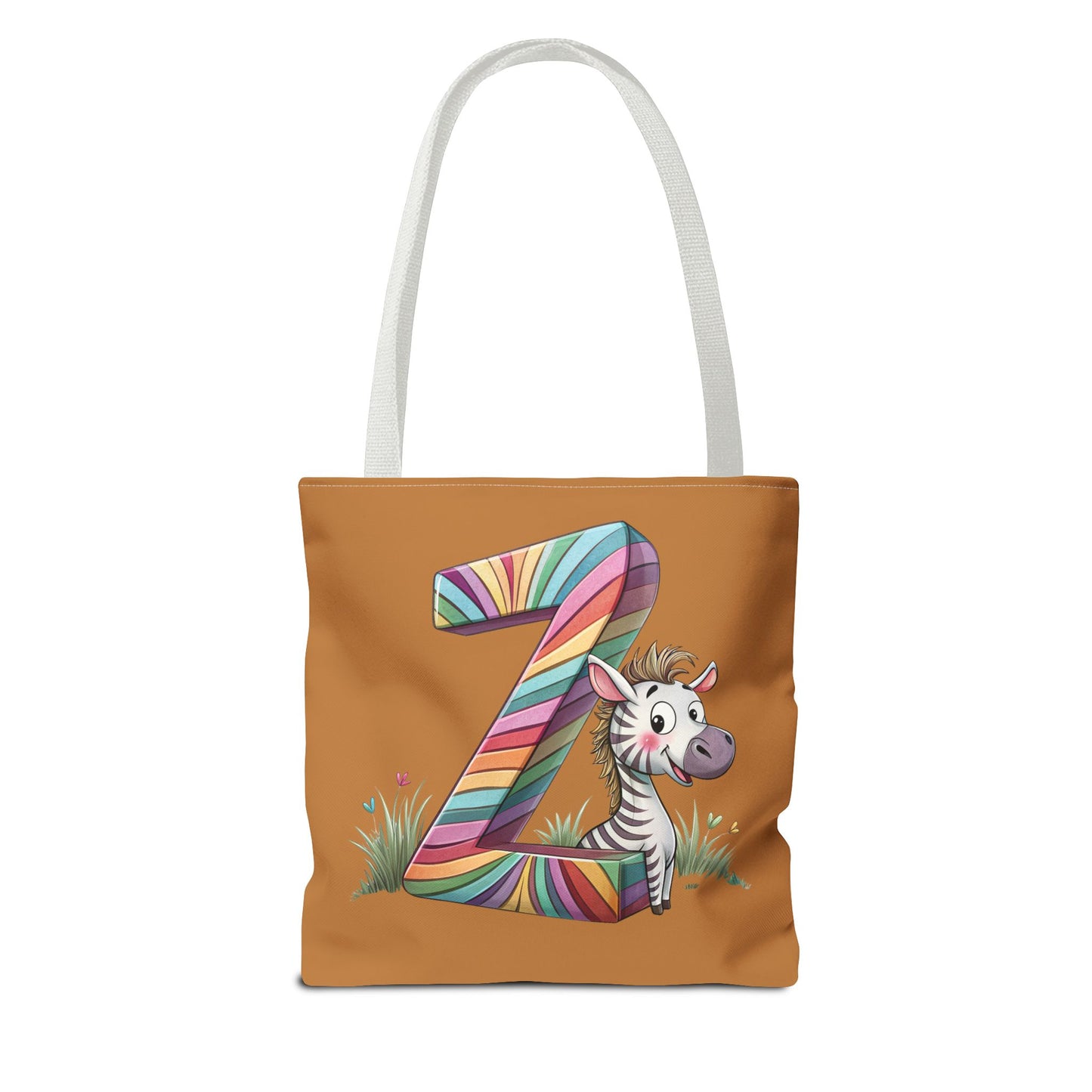 Colorful Zebra Initial Tote Bag, Kids' Backpack, Fun Reusable Shopping Bag, Cute Gift for Animal Lovers, Eco-Friendly, Alphabet Design