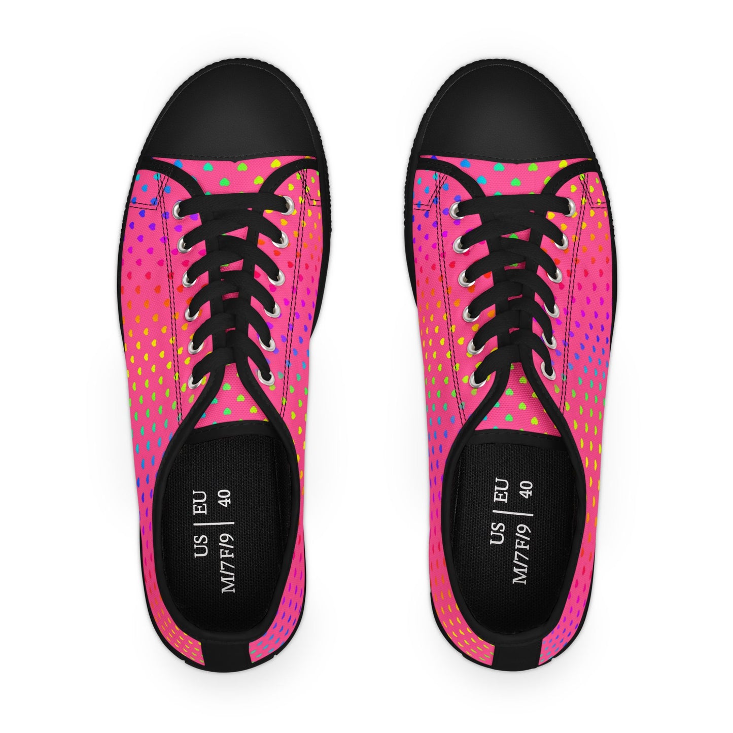Low Top Sneakers — Pink Gradient Polka Dot Casual Shoes for Women