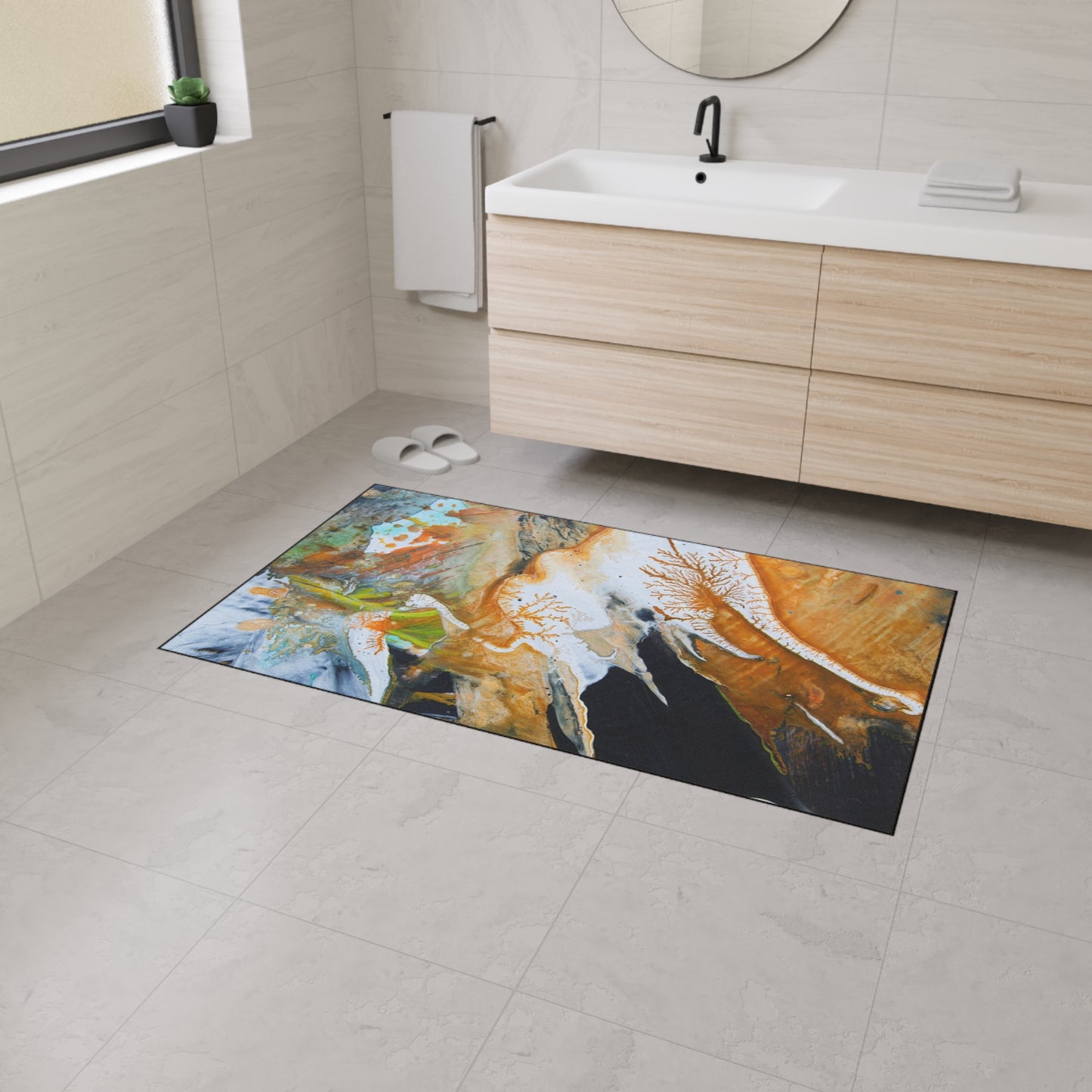 Abstract Amber Splash Heavy Duty Floor Mat