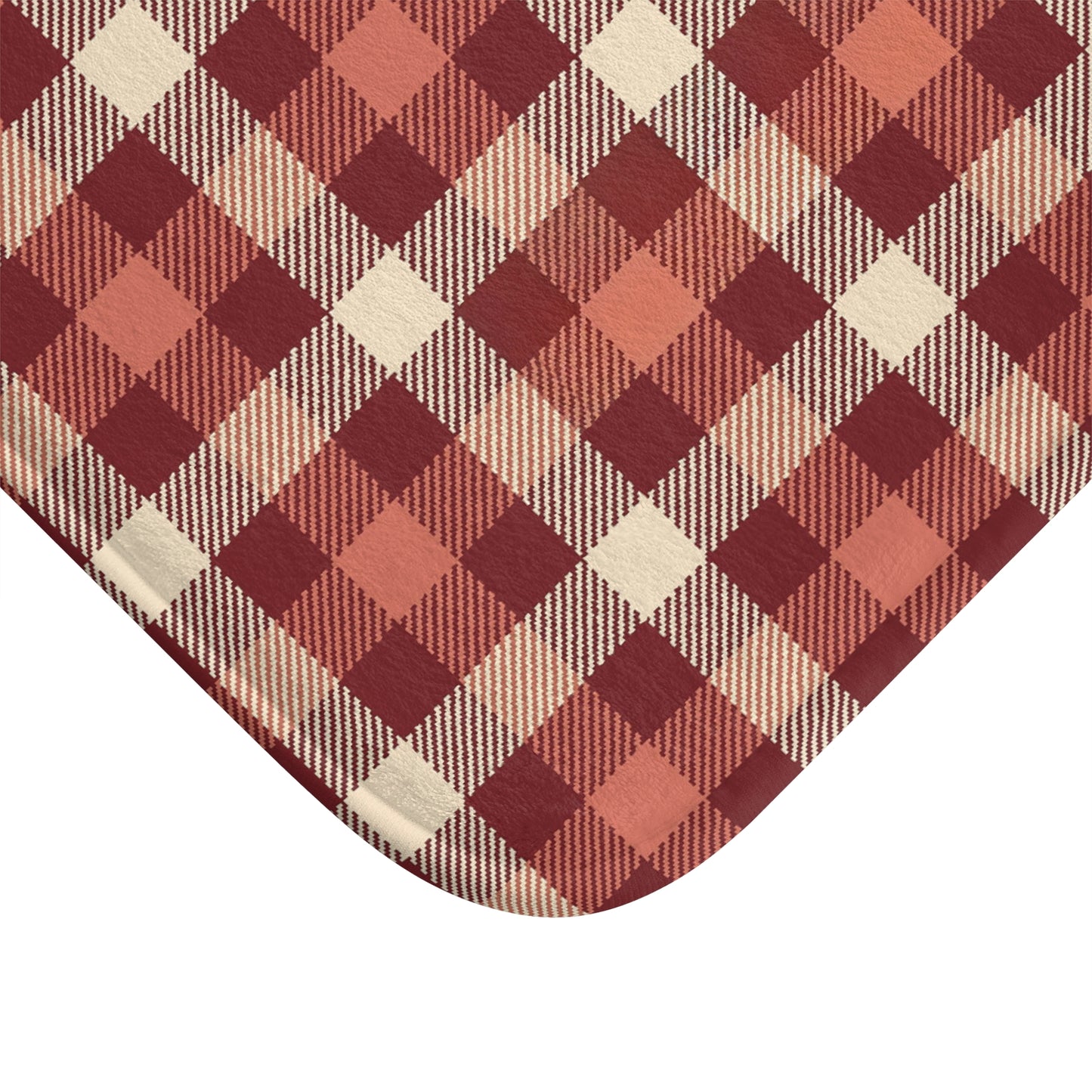 Cozy Rustic Plaid Bath Mat - Farmhouse Bathroom Decor, Non-Slip Shower Rug, Home Gift, Gingham Print, Country Style