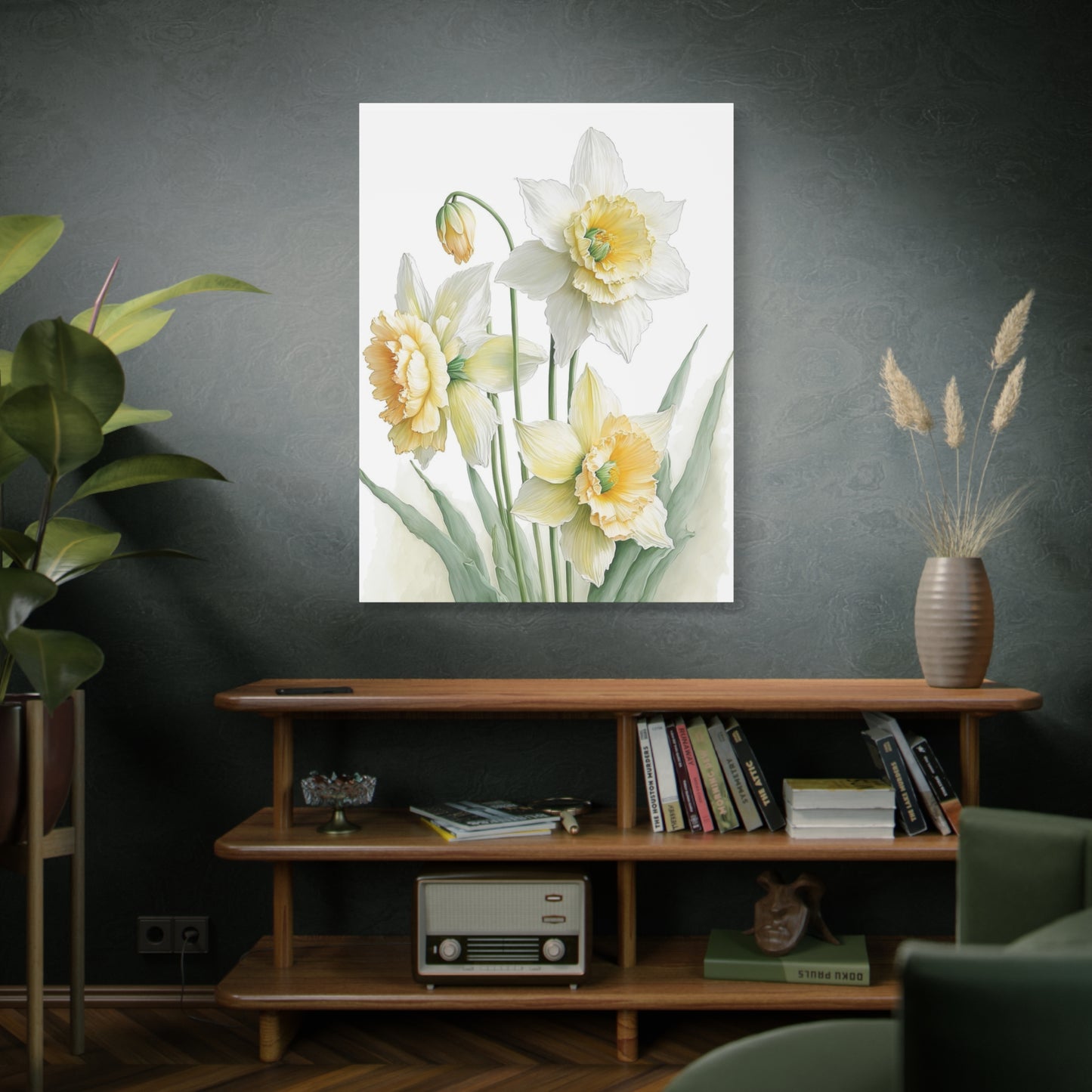 Matte Canvas, Stretched, 1.25" beautiful flowers white and yellow.