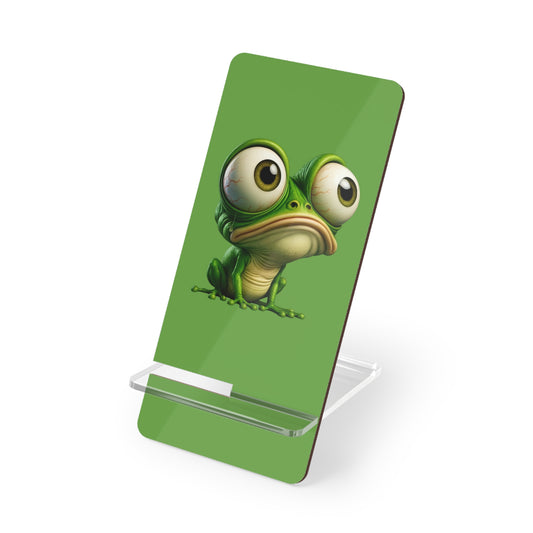 Frog-Themed Mobile Display Stand, Cute Smartphone Holder, Desk Decor for Kids, Fun Gift for Frog Lovers, Green Phone Stand with Cartoon