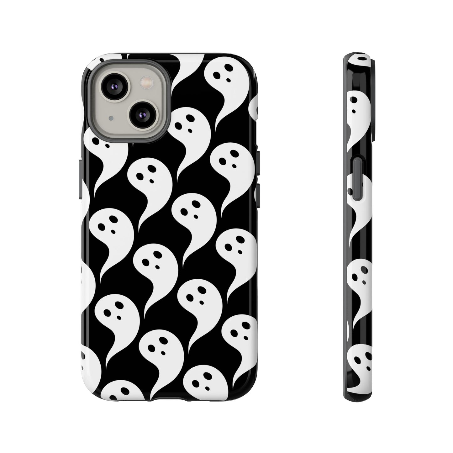 Ghost Pattern Phone Case, Cute Ghost Cell Phone Cover, Halloween Accessory, Spooky Gift, Black and White Phone Case