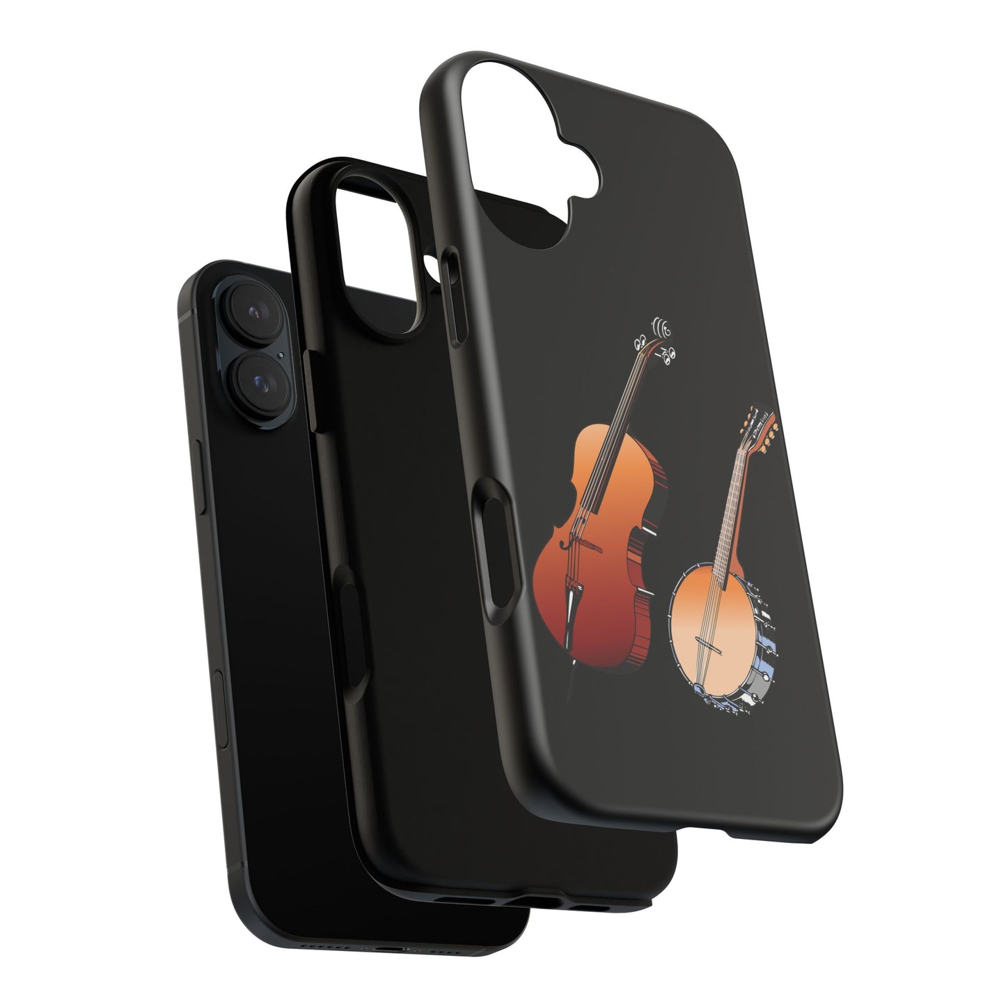 Musical Instrument Phone Case - Violin & Banjo Design, Music Lover Gift, Unique Phone Cover, Holiday Gift, Durable Tough Cases