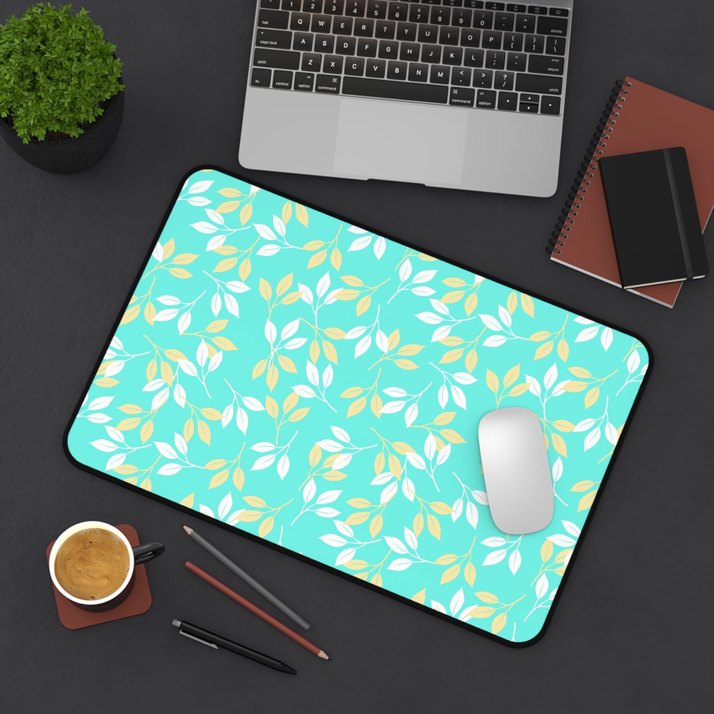 Botanical Desk Mat for Home Office, Leafy Desk Pad, Cute Work Accessory, Floral Mouse Mat, Gift for Students, Greenery Decor