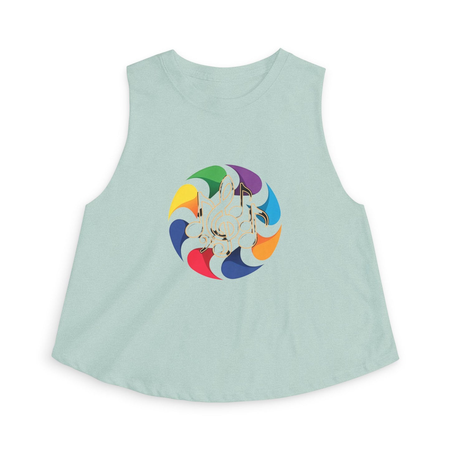 Music Note Mandala Crop Top – Colorful Boho Festival Tank