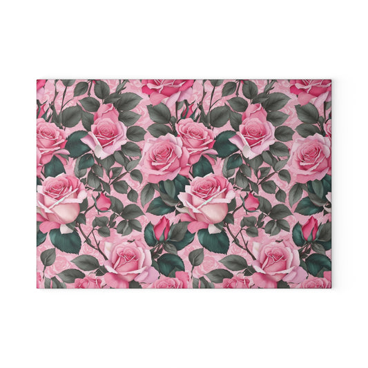 Floral Glass Cutting Board - Elegant Kitchen Decor, Gift for Her, Wedding Gift, Housewarming Present, Kitchen Accessory