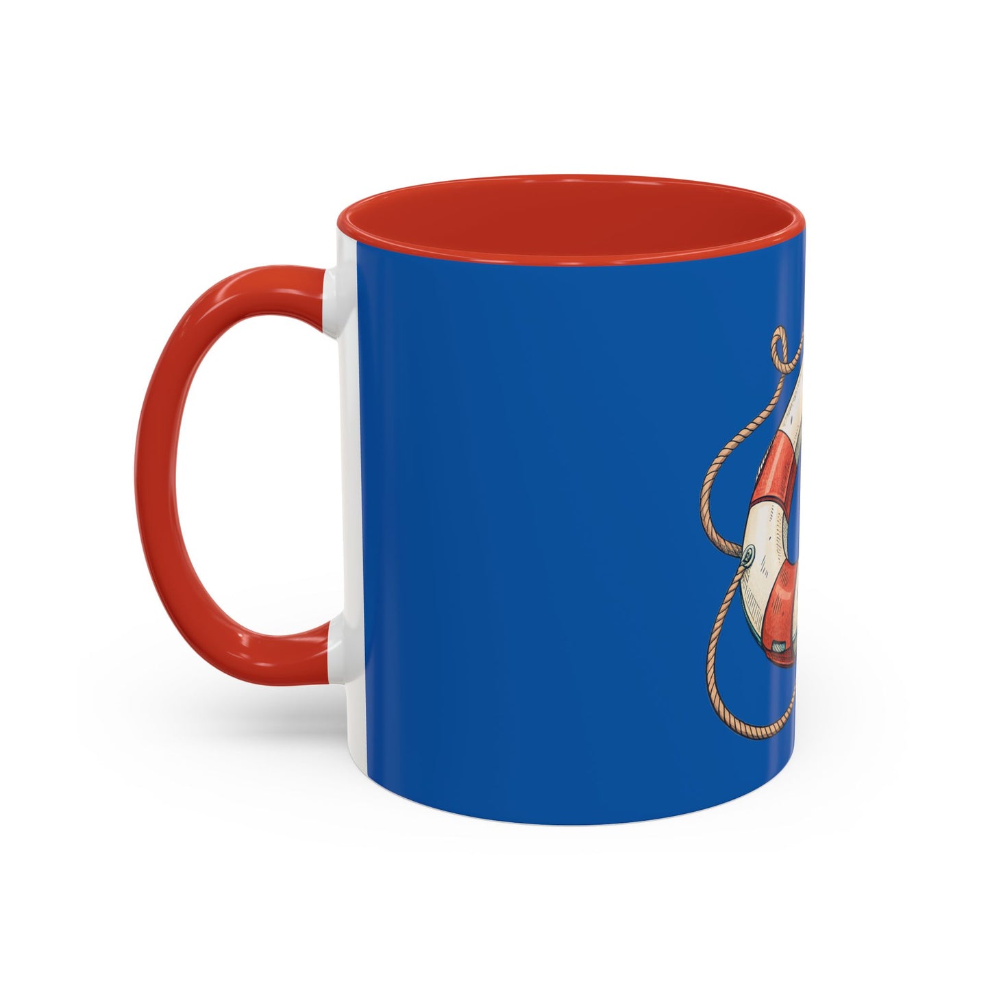 Lifesaver Accent Coffee Mug - Nautical Gift, Beach Decor, Sailor's Coffee Cup, Ocean Lover Mug, Summer Vibes