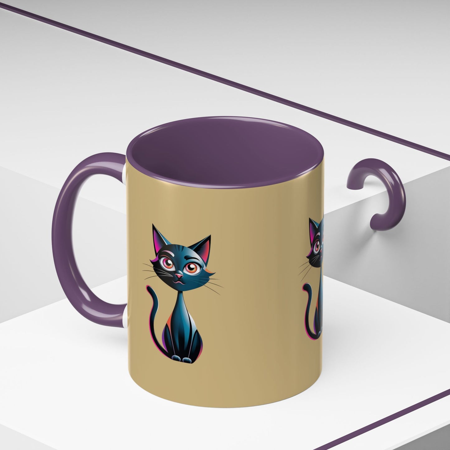 Cute Cat Accent Coffee Mug - Perfect for Cat Lovers, Gift for Birthdays, Home Decor, Animal Enthusiasts, Fun Kitchenware