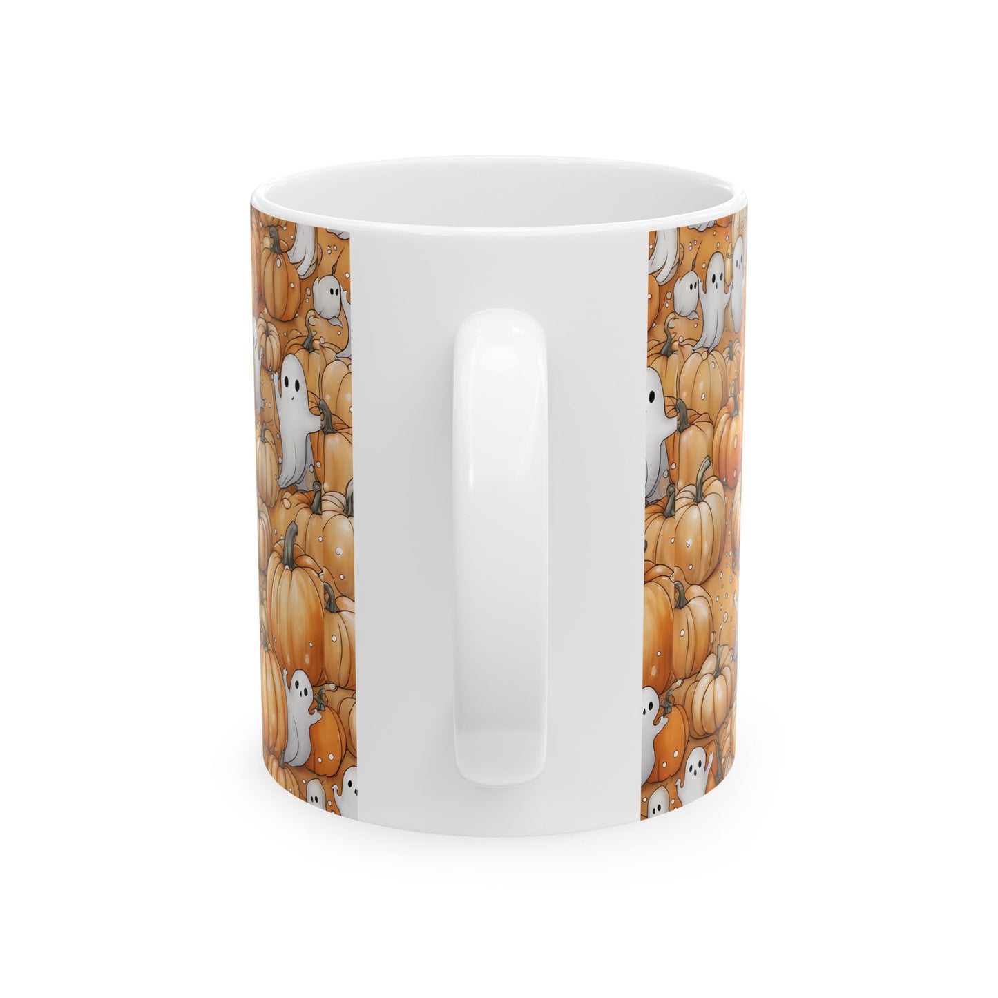 Ghostly Pumpkin Ceramic Mug for Fall Sips, Halloween Decor, Cozy Coffee Lover Gift, Cute Halloween Mug, Pumpkin Spice Mug