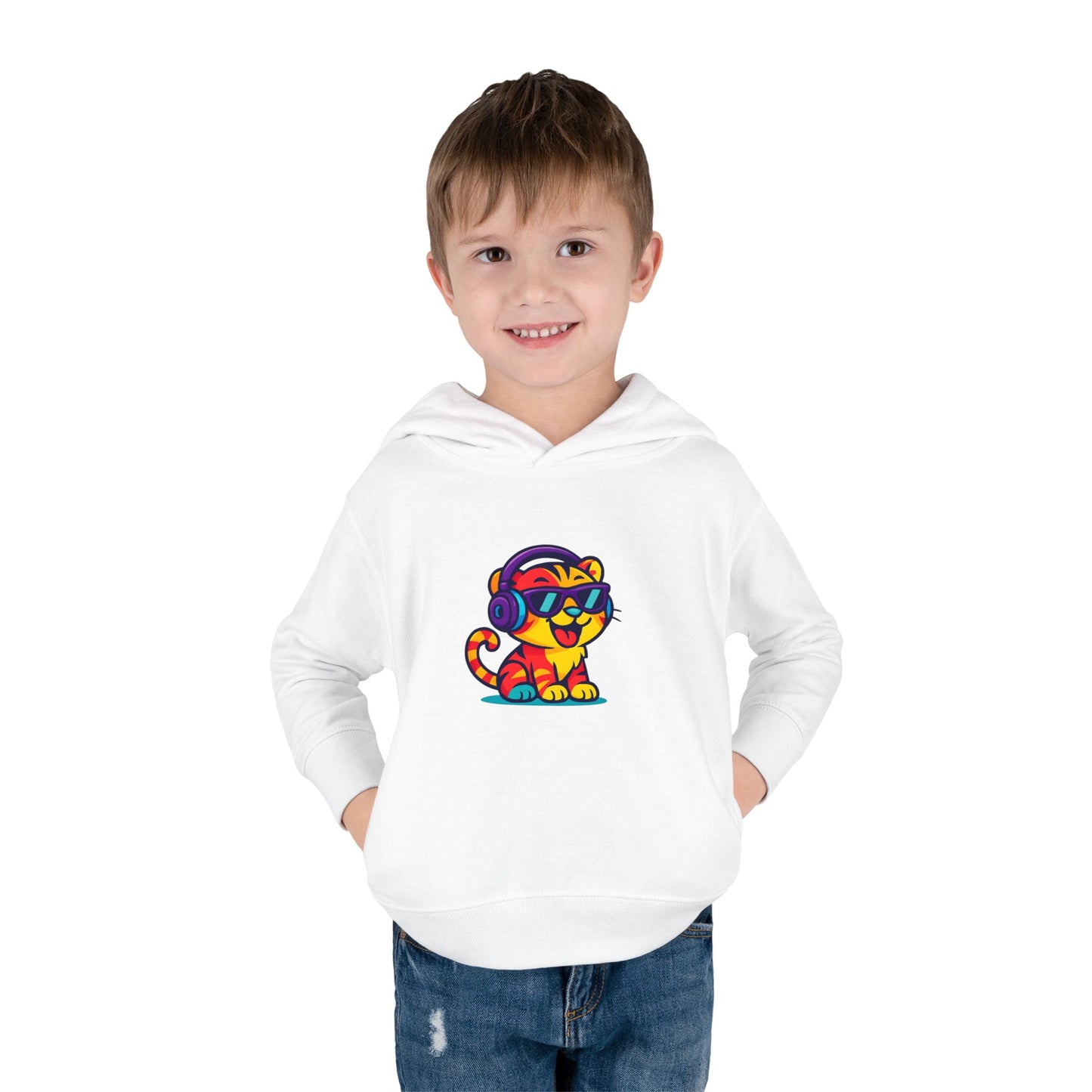 Cool Cat Toddler Hoodie - Fleece Pullover with Colorful Lion Design, Kids Clothing, Fun Gift, Casual Wear, Playtime Essentials