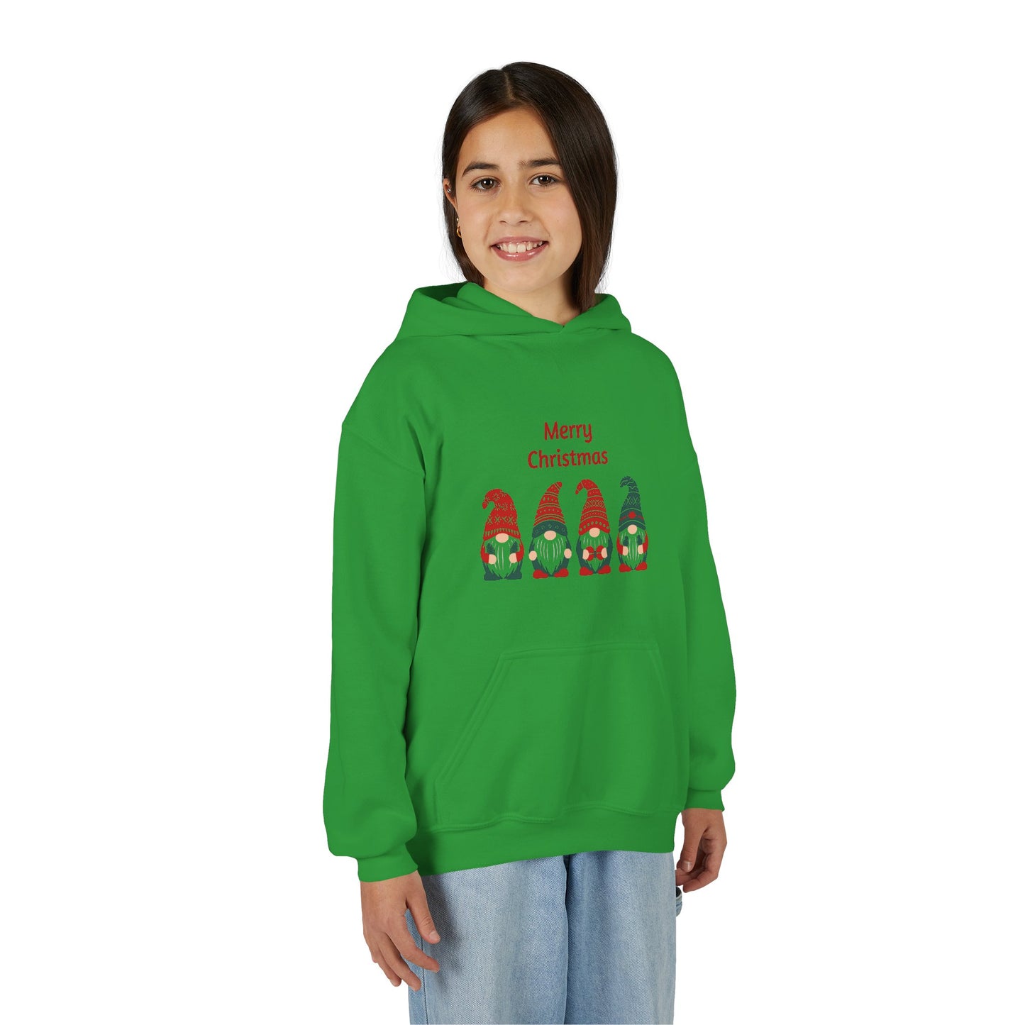 Youth Christmas Gnome Hoodie - "Merry Christmas" Holiday Kids Sweatshirt