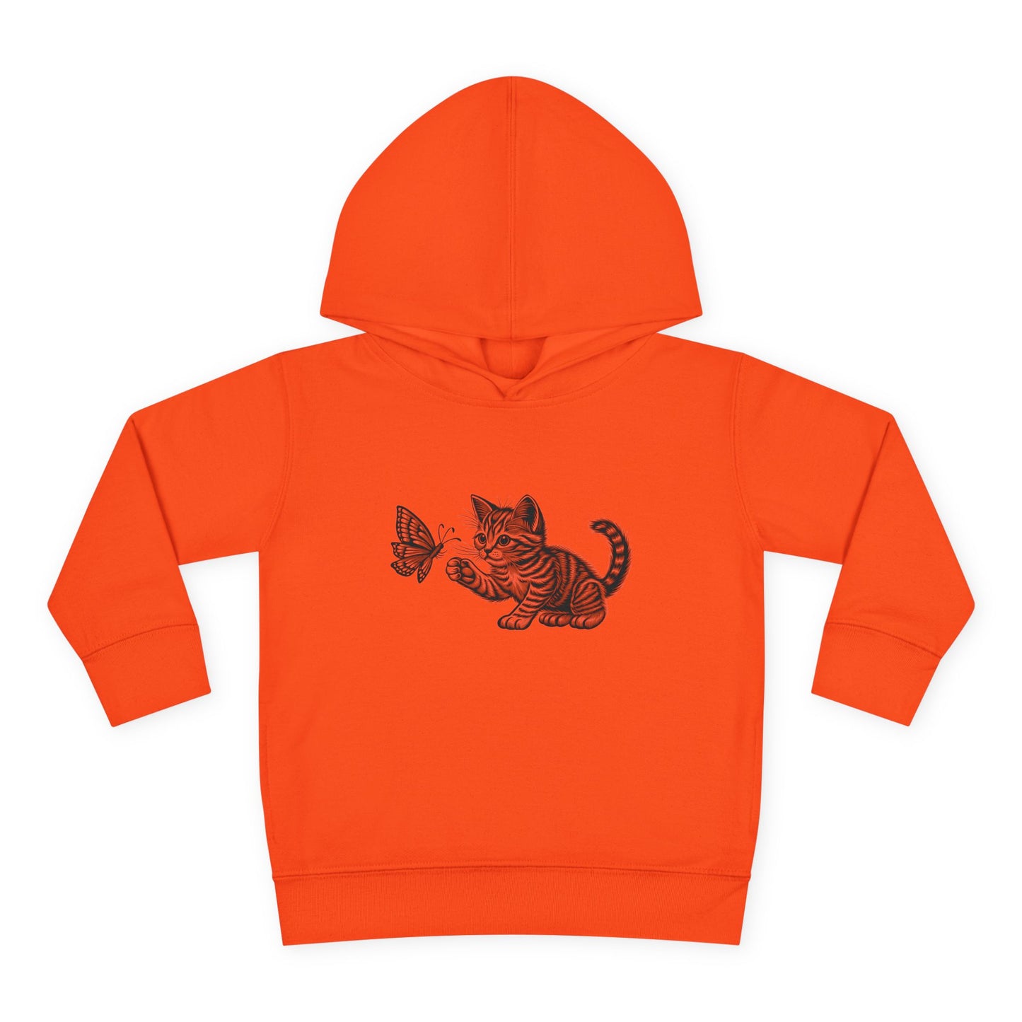 Cute Cat and Butterfly Toddler Hoodie, Toddler Pullover, Kids Fleece Hoodie, Animal Lover Gift, Playtime Pullover