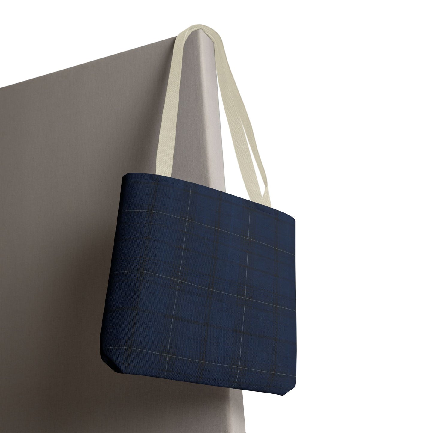 Navy Tartan Tote Bag – Classic Plaid All-Over Print Tote