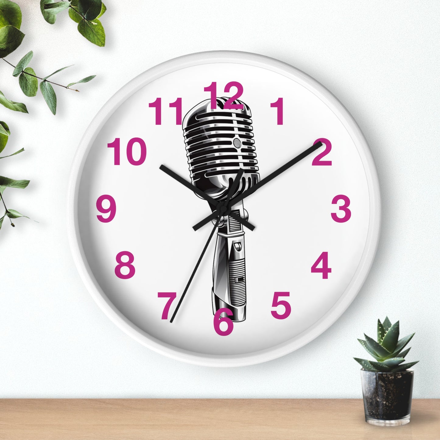 Red Numbers Optical Stripe Wall Clock | Black White Vertical Lines