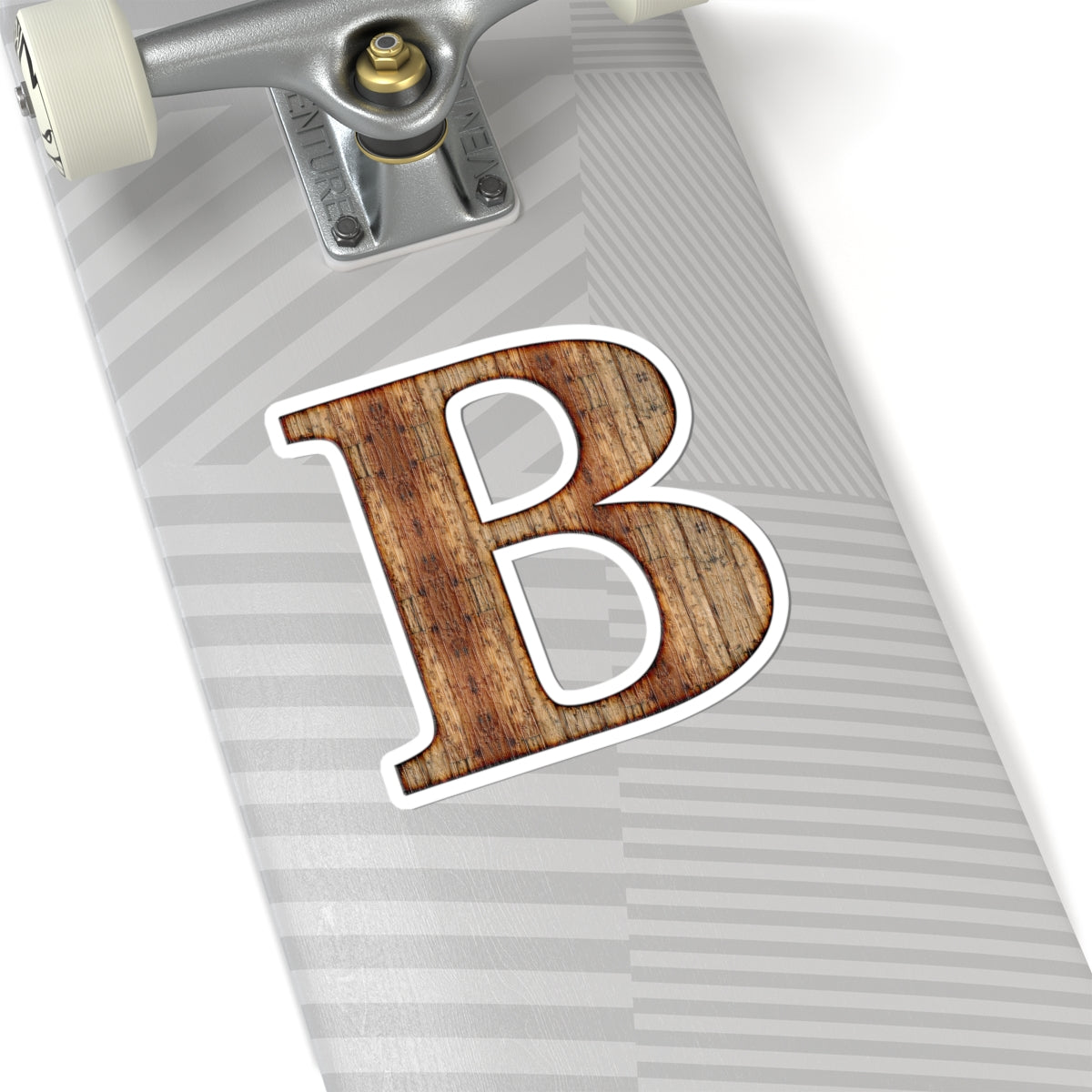 Woodgrain Letter B Kiss-Cut Sticker — Rustic Monogram Decal for Laptops, Water Bottles & Gifts