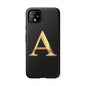 Custom Phone Case with Gold Letter A, Monogrammed Gift, Tough Protective Case, Personalized Phone Accessory, Unique Phone Cover
