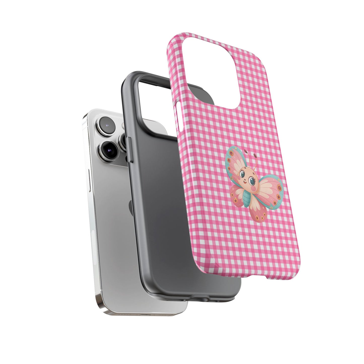 Cute Butterfly Phone Case, Tough Cases, Floral Phone Accessory, Gift for Her, Spring Fashion, Kids' Birthday Present, Pastel Aesthetic