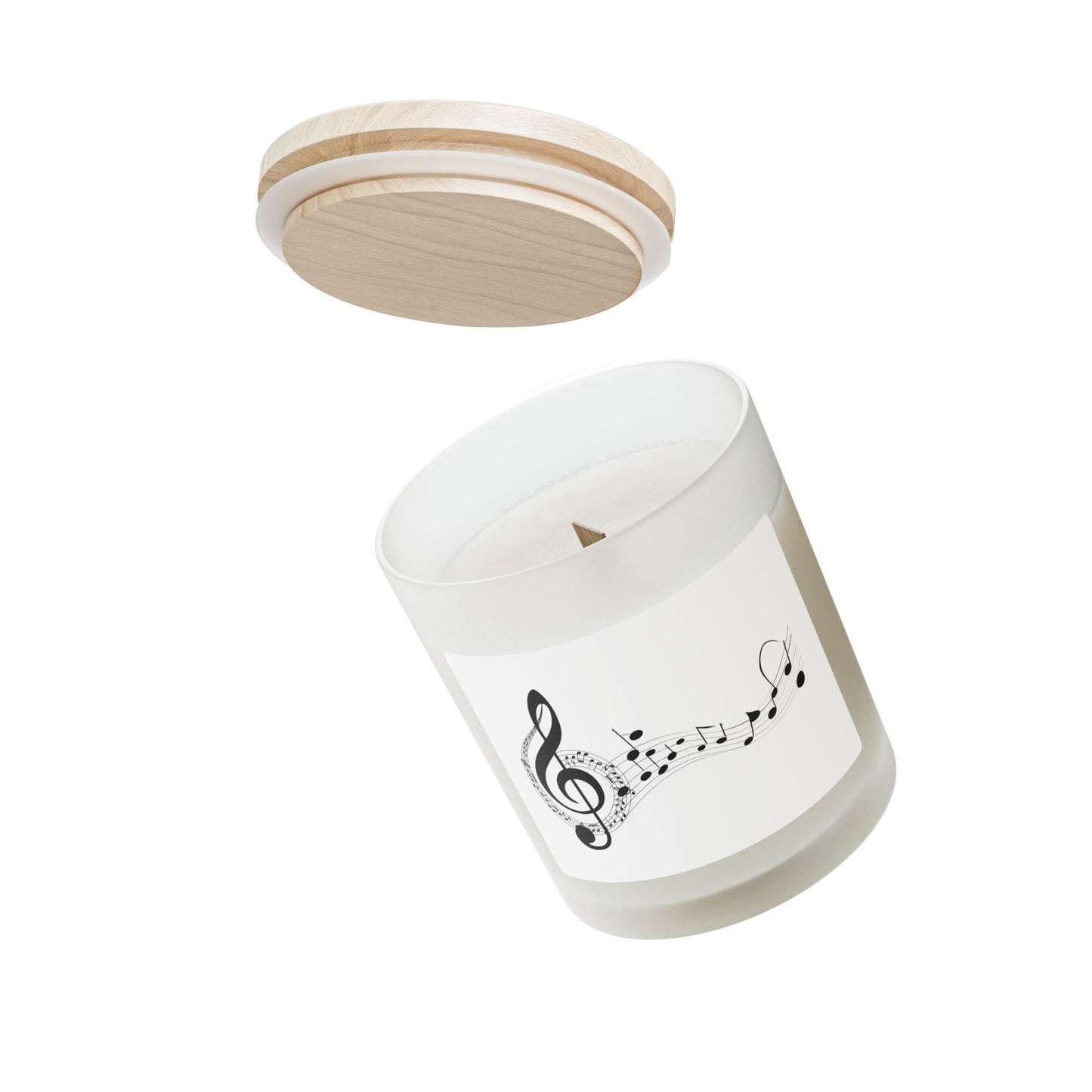 Musical Notes Frosted Glass Candle - 11oz Aromatherapy Gift with Wooden Lid
