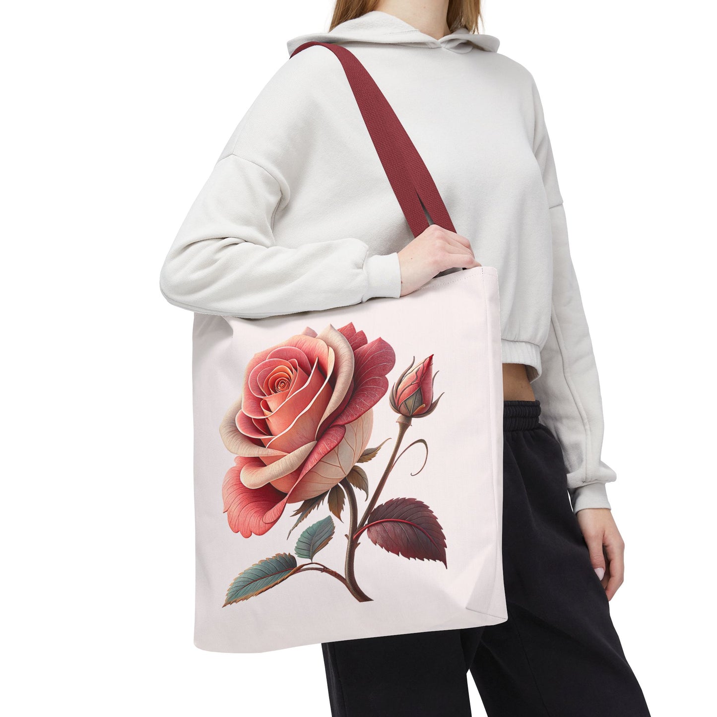 Romantic Floral Tote Bag, Rose Design, Chic Bag, Stylish Carryall, Perfect Gift for Her, Everyday Use, Eco-Friendly