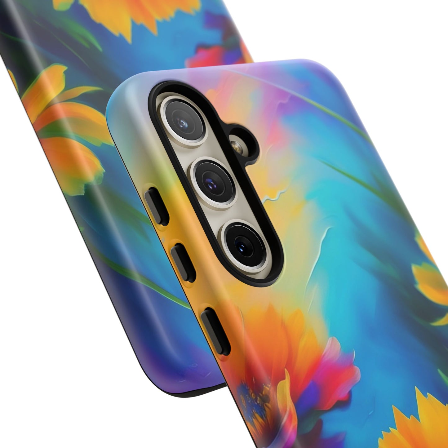 Floral Burst Tough Phone Case — Vibrant Watercolor Flowers Protective Cover