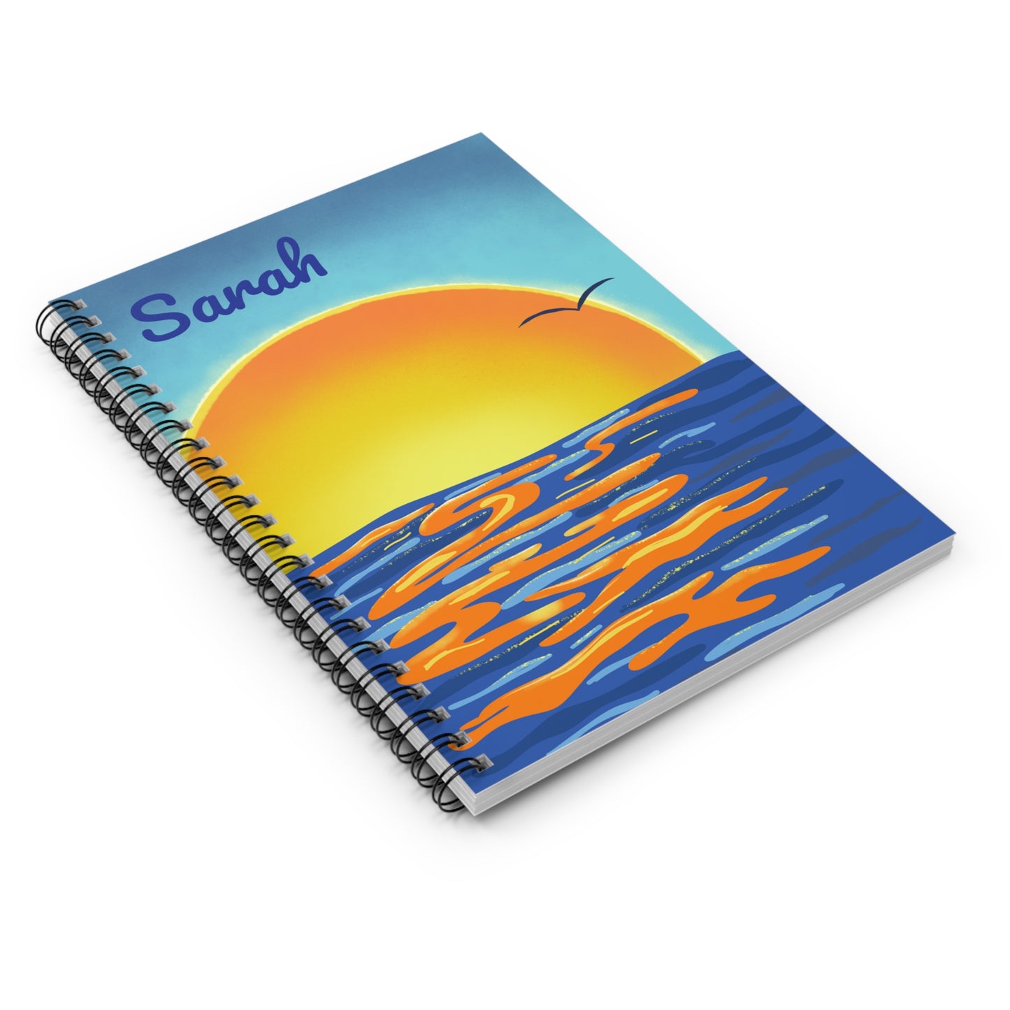 Personalized Ocean Sunset Spiral Notebook - Dream Journal, Travel Diary, Sketchbook, Gift for Students, Beach Lover