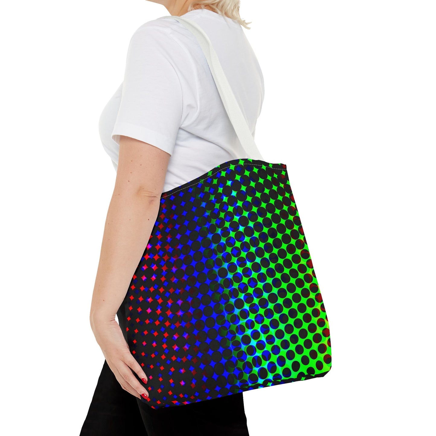 Vibrant Dot Print Tote Bag - Colorful Reusable Shopping Bag, Beach Tote
