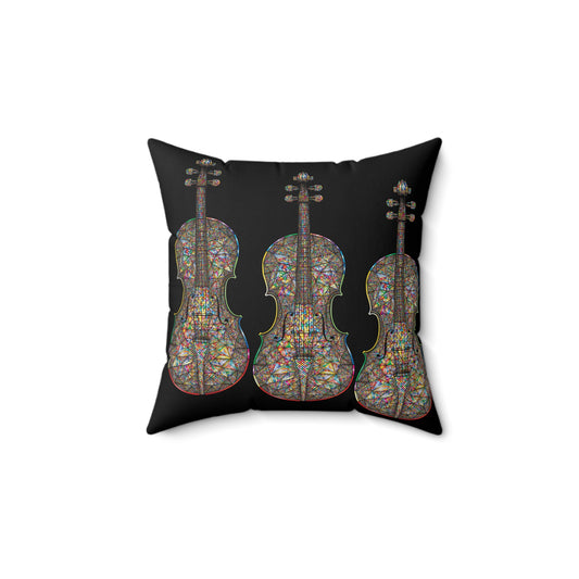 Colorful Violin Art Square Pillow | Music Lover Home Decor, Unique Gift for Musicians, Modern Art Cushion, Cozy Accent Pillow