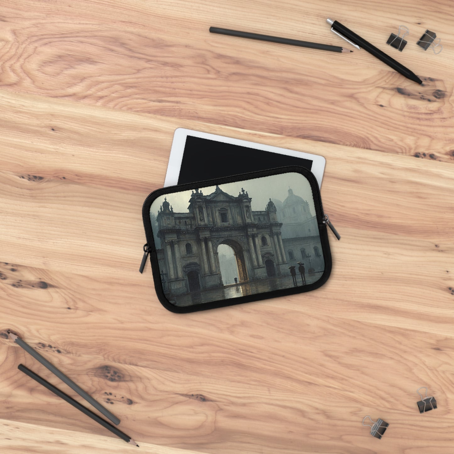 Elegant Vintage Laptop Sleeve with Architectural Design, Computer Case, Tech Accessory, Gift for Students, Stylish Electronics Protection