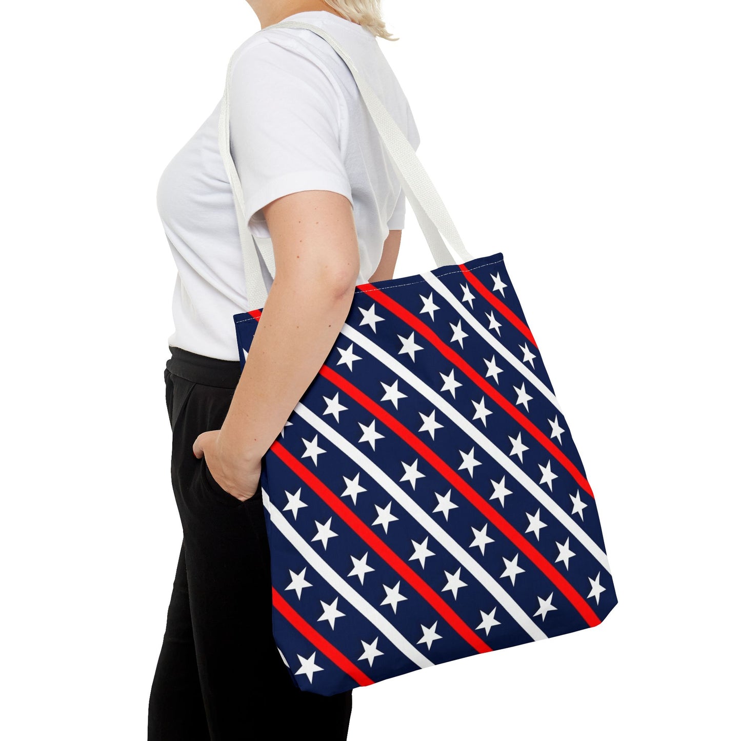Patriotic Tote Bag, USA Flag Inspired, Star Patterned Purse, Summer BBQ, Independence Day, Memorial Day, Everyday Use