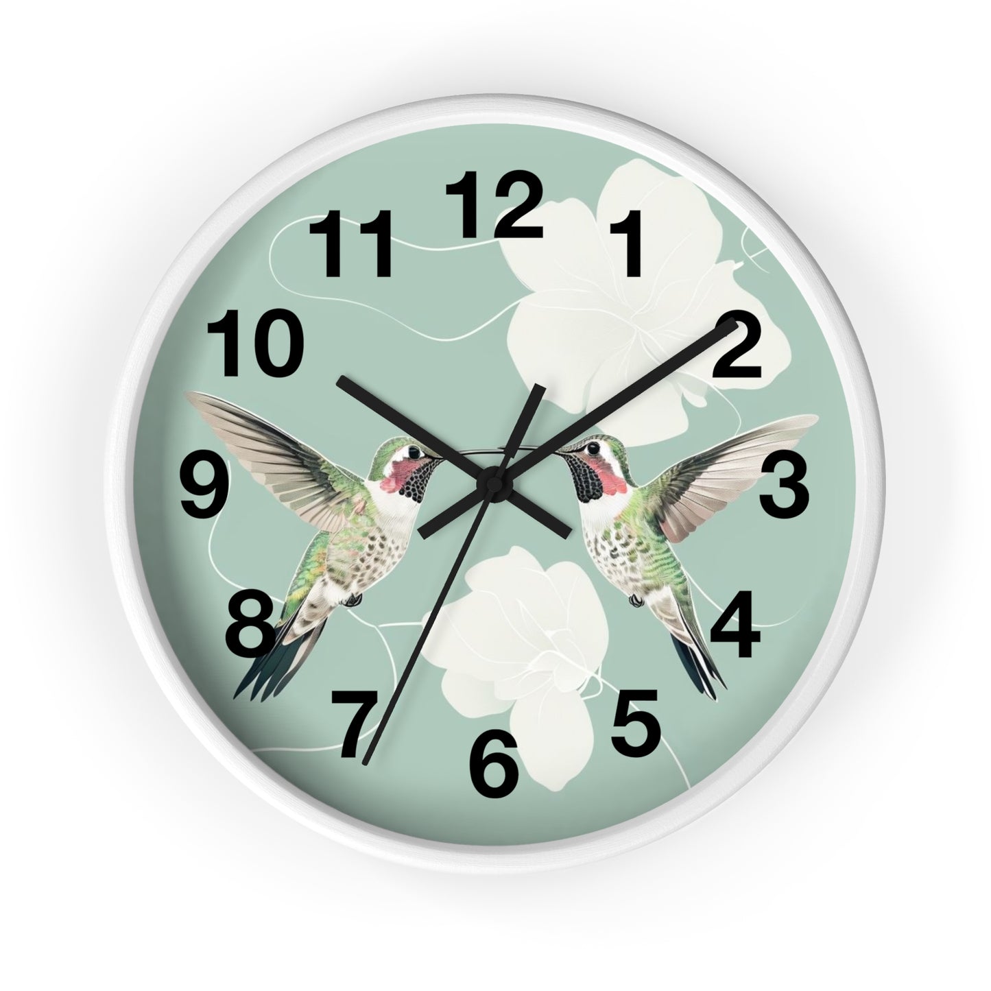 Hummingbird Floral Wall Clock | Mint Bird Clock