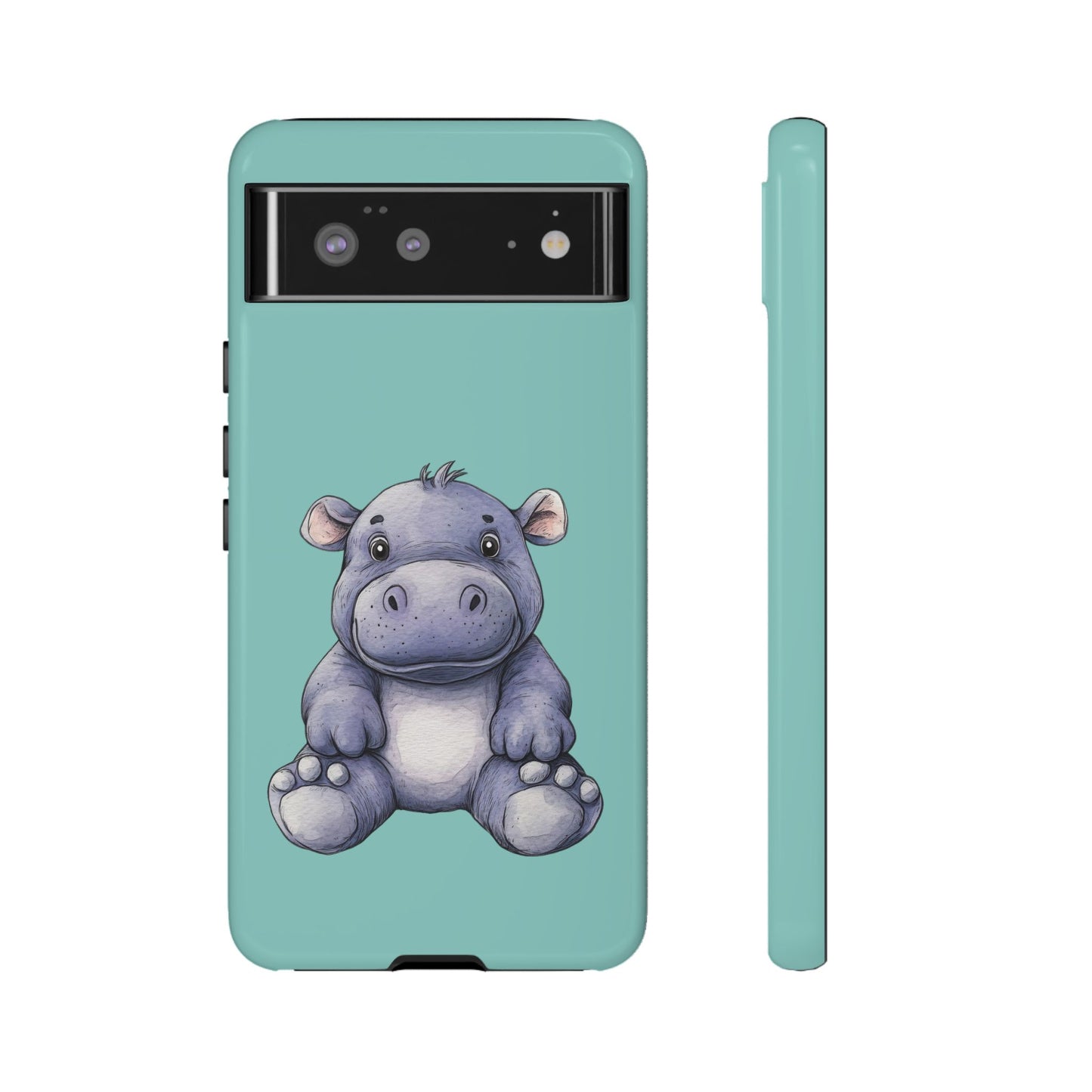 Cute Hippo Phone Case, Tough Phone Cover, Fun Animal Case, Gift for Kids, Cute Decor, Birthday Present