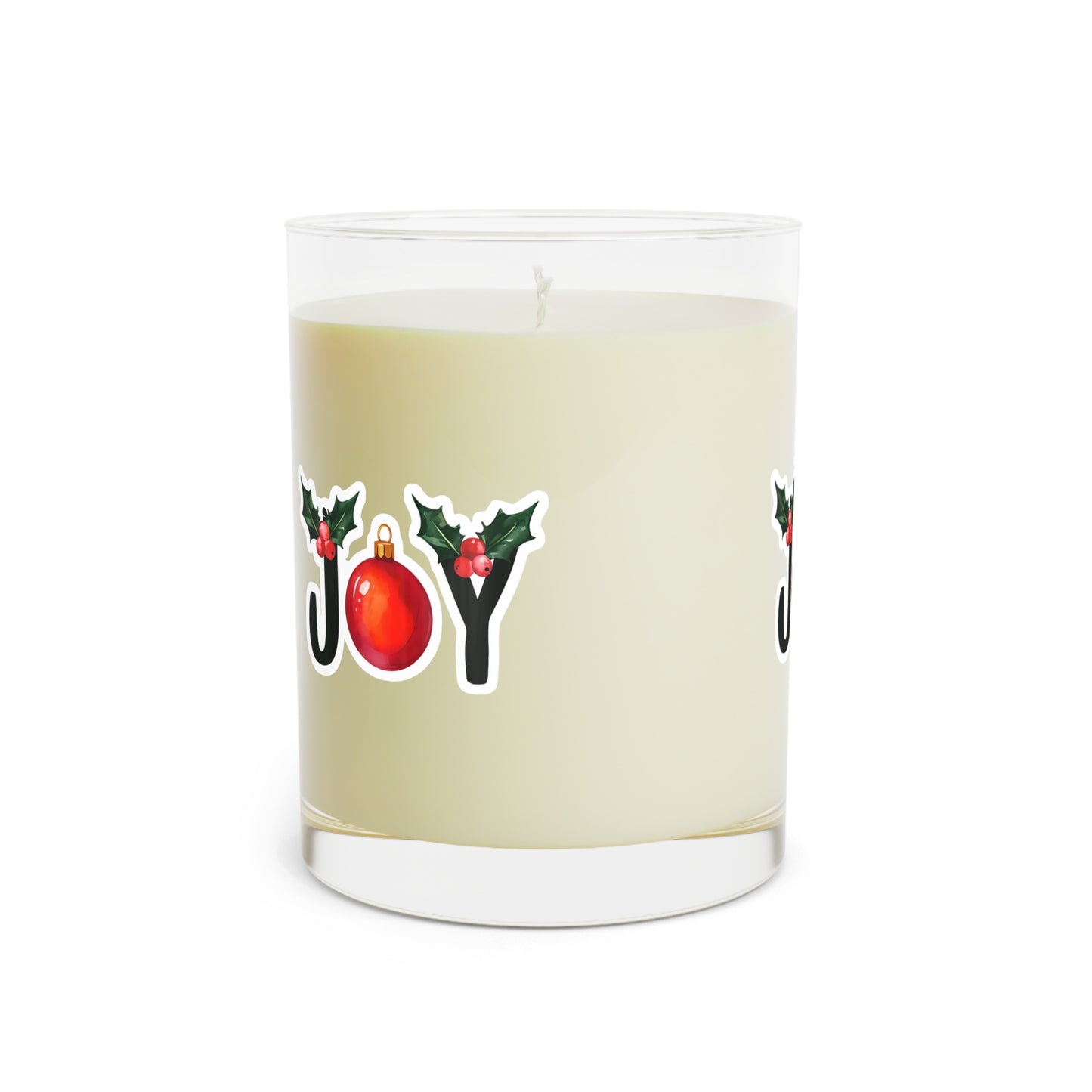 Joyful Holiday Scented Candle - 11oz Full Glass with Christmas Decor