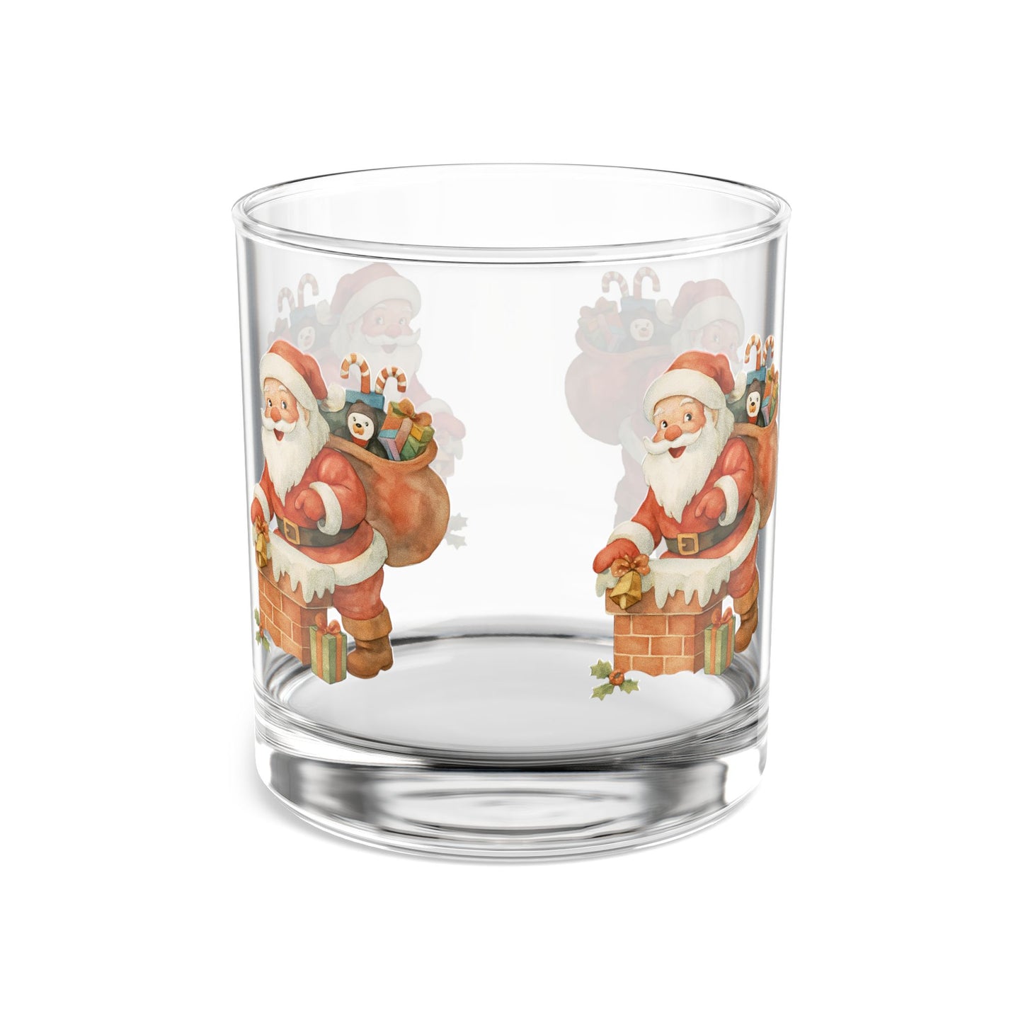 Festive Santa Rocks Glass, Perfect for Holiday Gatherings, Christmas Cheer, Unique Gift for Loved Ones, Cocktail Enthusiasts, 10oz Capacity