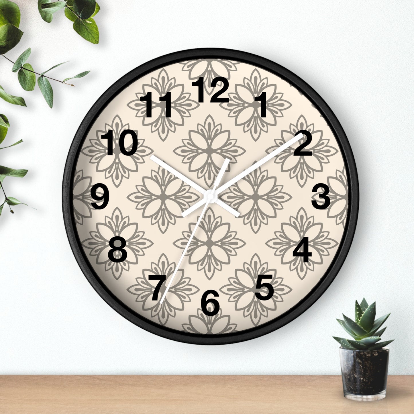 Elegant Floral Wall Clock - Home Decor, Modern Timepiece, Gift for Her, Office Decor, Living Room Accent