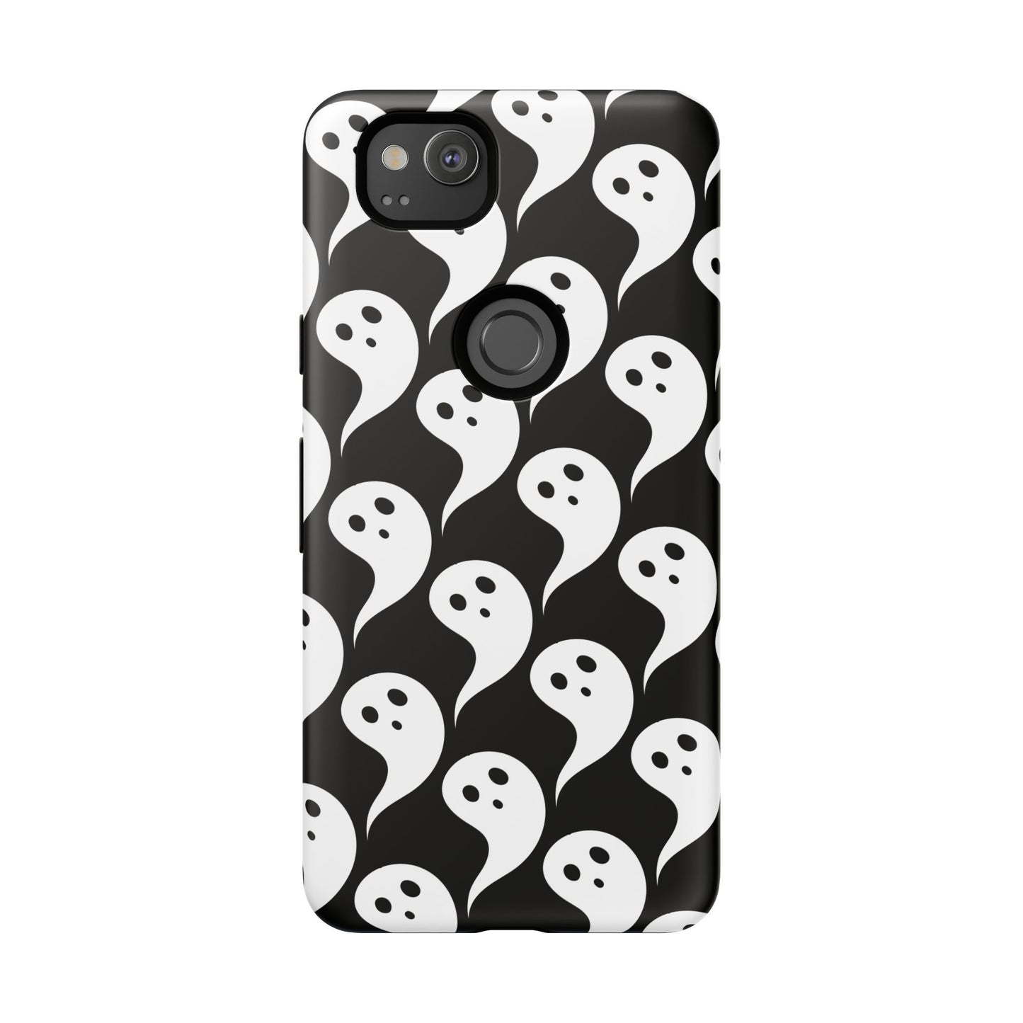 Ghost Pattern Phone Case, Cute Ghost Cell Phone Cover, Halloween Accessory, Spooky Gift, Black and White Phone Case