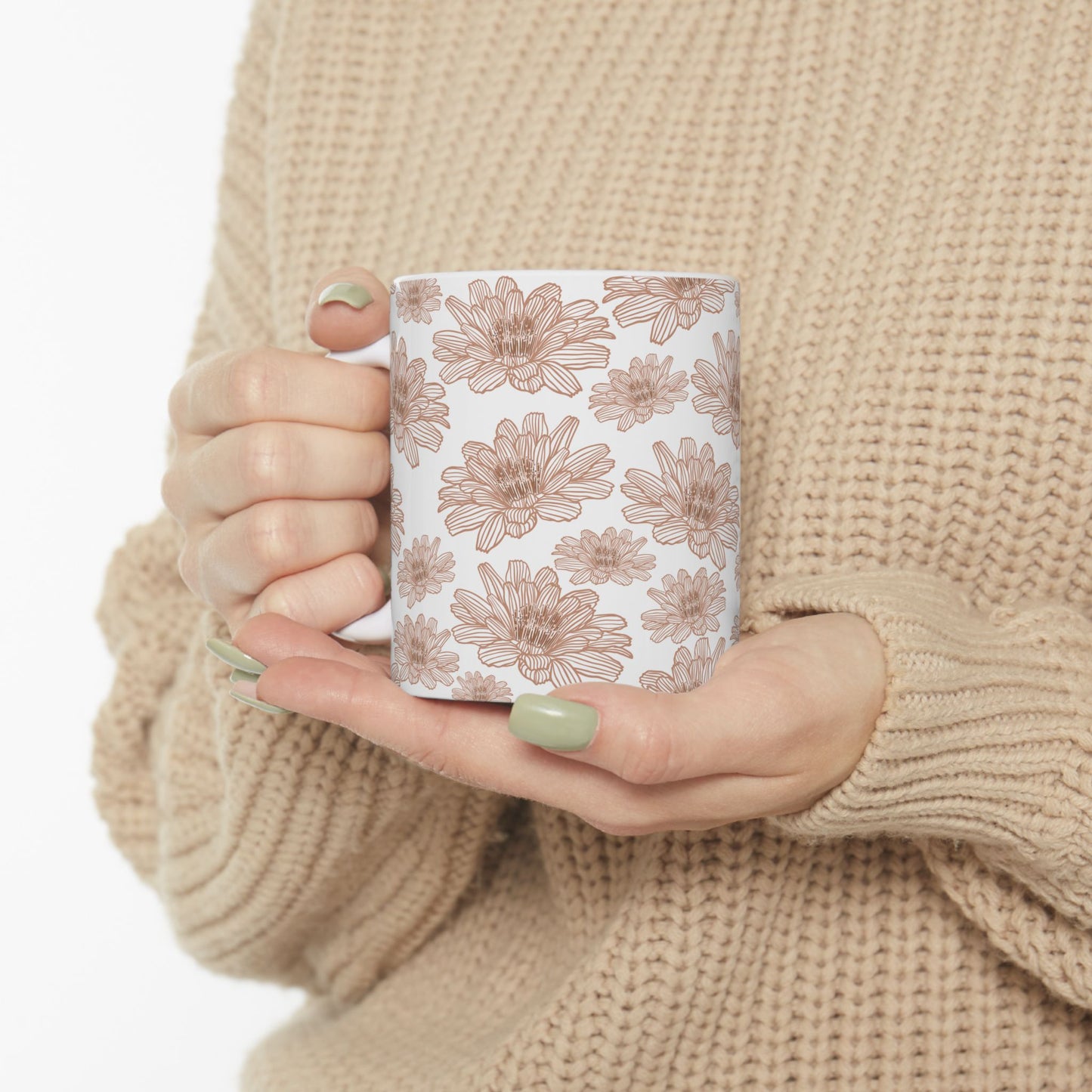 Floral Ceramic Mug - Pink Lotus Coffee Cup, Gift for Flower Lovers, Home Decor, Mother's Day, Tea Drinkers, Cozy Mornings