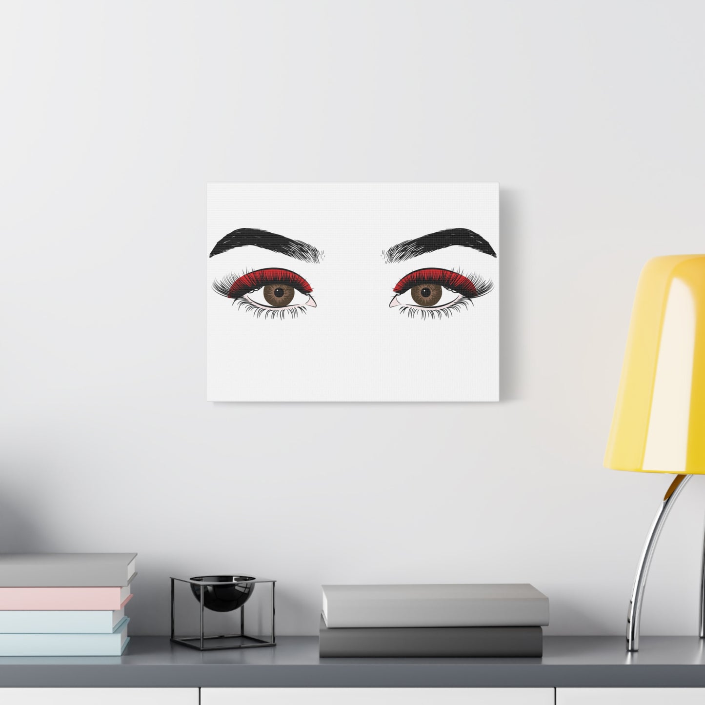 Red Lashes Wall Art Canvas — Glam Eyes Makeup Decor