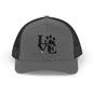 Love Paw Print Trucker Cap for Animal Lovers, Adjustable Snapback Hat for Pet Owners, Gifts for Dog Moms, Cat Dads, Pet Adoption Events