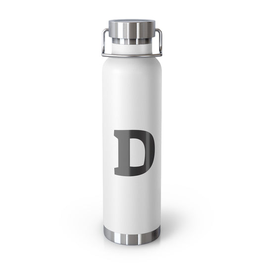 Personalized Copper Insulated Water Bottle, 22oz - "D" Custom Monogram, Travel Mug, Fitness Bottle, Hydration Gift, Eco-Friendly