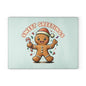 Gingerbread "Sweet Greetings" Glass Cutting Board — Festive Holiday Kitchen Decor